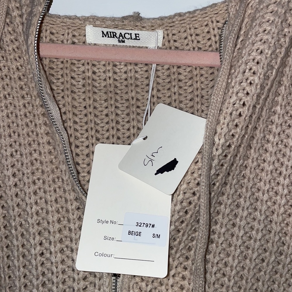 NWT Miracle Zip Up Sweater in Beige - Picture 3 of 3
